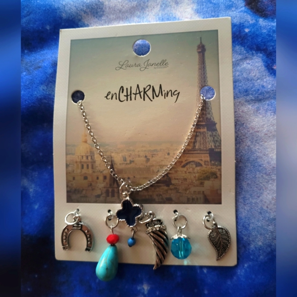 LAURA JANELLE Necklace with 6 Charms.